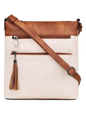 Women Crossbody Purse Multi Pocket Shoulder Bag Tassel Small Casual Handbag